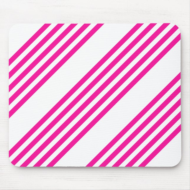 Fuchsia and white five stripes pattern mouse pad (Front)