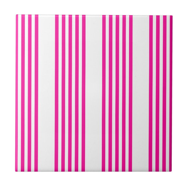 Fuchsia and white five stripes pattern tile (Front)