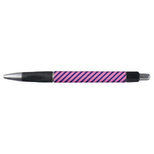 Fuchsia and white five stripes pattern with blue pen