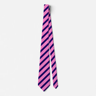 Fuchsia and white five stripes pattern with blue tie