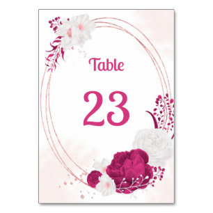 fuchsia and white flowers botanical wreath table n number