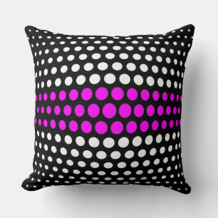 Fuchsia and White Polka Dots Pattern Throw Pillow