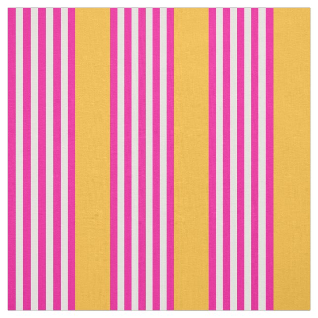 Fuchsia and yellow five stripes pattern fabric (Swatch)