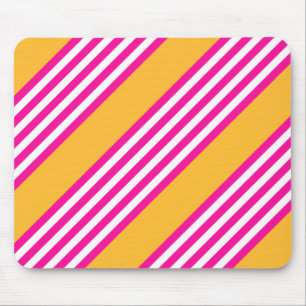 Fuchsia and yellow five stripes pattern mouse pad