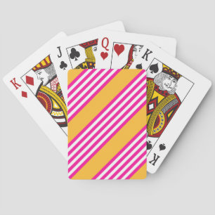 Fuchsia and yellow five stripes pattern playing cards