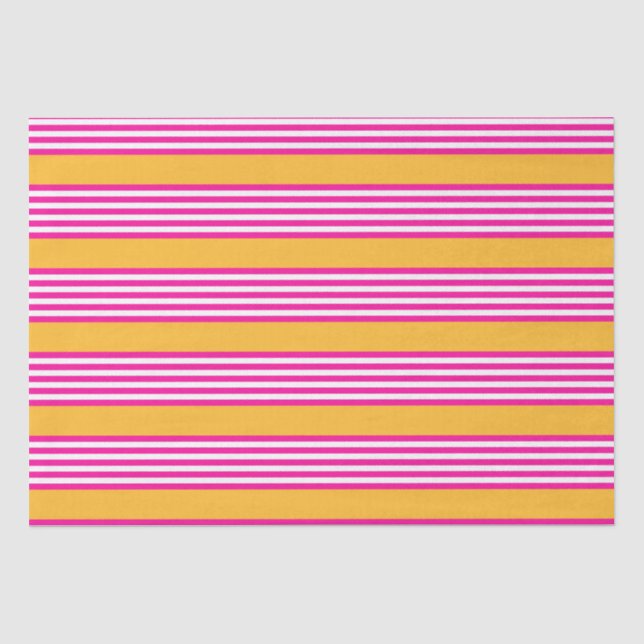Fuchsia and yellow five stripes pattern tissue paper (Front)