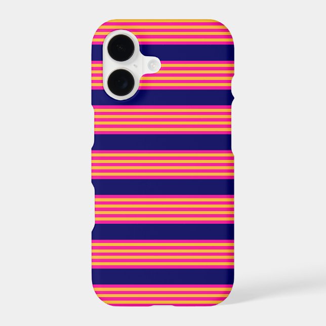 Fuchsia and yellow stripes with navy blue (Back)