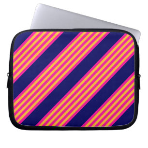 Fuchsia and yellow stripes with navy blue laptop sleeve