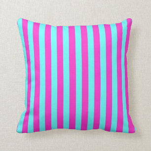 Fuchsia/Aqua Coloured Stripes Cushion