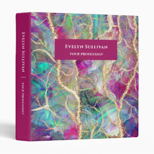 Fuchsia aquamarine opal design binder