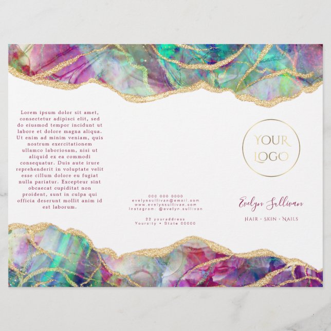 Fuchsia aquamarine opal design brochure (Front)