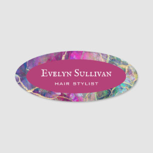 Fuchsia Aquamarine Opal Design Name Tag