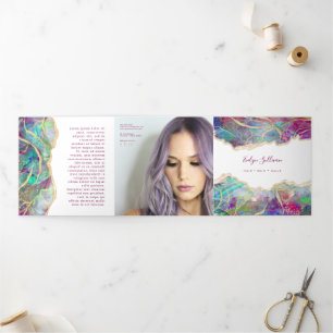 Fuchsia Aquamarine Opal Design Tripli Brochure