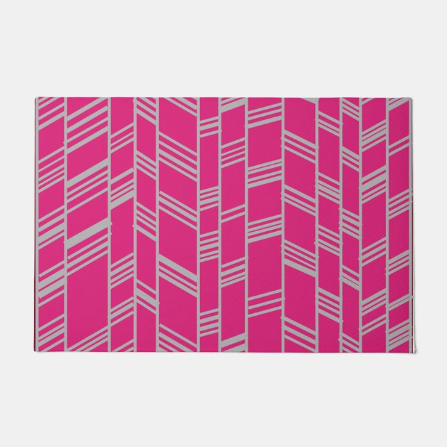 Fuchsia Art Deco Lines  Doormat (Front)