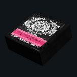 Fuchsia Black and White Damask Wedding Anniversary Gift Box<br><div class="desc">Wedding Black Lacquer Keepsake Custom Designer Personalized Jewellery Box or Memory Box Elegant Unique Wedding Anniversary  Christmas Gifts or Valentines Day Gifts</div>