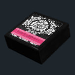 Fuchsia Black and White Damask Wedding Anniversary Gift Box<br><div class="desc">Wedding Black Lacquer Keepsake Custom Designer Personalized Jewellery Box or Memory Box Elegant Unique Wedding Anniversary  Christmas Gifts or Valentines Day Gifts</div>