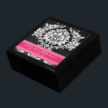 Fuchsia Black and White Damask Wedding Anniversary Gift Box<br><div class="desc">Wedding Black Lacquer Keepsake Custom Designer Personalized Jewellery Box or Memory Box Elegant Unique Wedding Anniversary  Christmas Gifts or Valentines Day Gifts     Farmhouse Wedding,  Victorian Wedding,  Medieval Renaissance Wedding,  Black and White Floral Wedding</div>