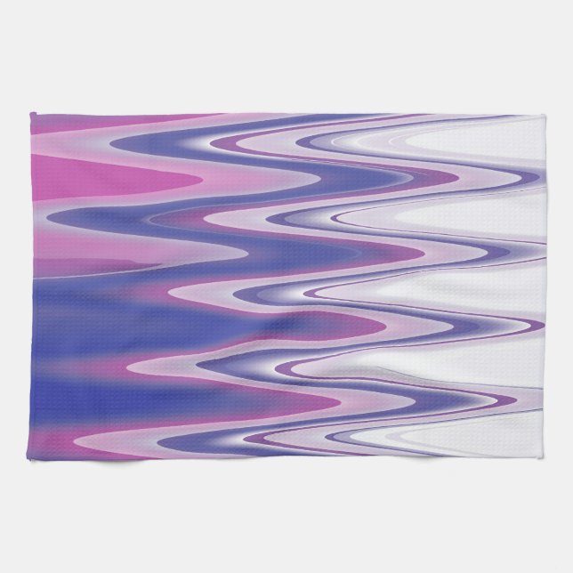 Fuchsia blue grey kitchen towel (Horizontal)