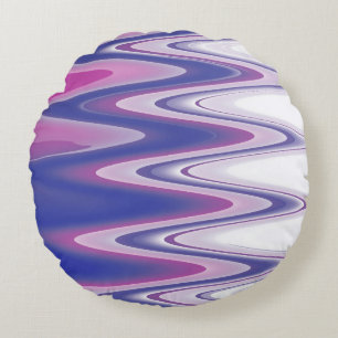 Fuchsia blue grey round pillow