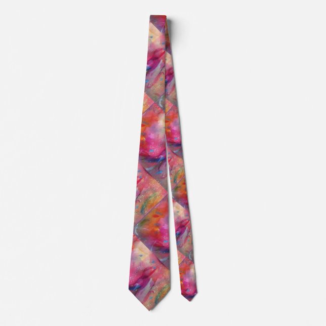 FUCHSIA BLUE PINK ABSTRACT TIE (Front)