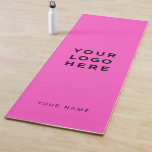 Fuchsia Bright Pink Business Logo Name Instagram Yoga Mat<br><div class="desc">Custom Logo girly vibrant bright fuchsia pink Name Company Promotional Instagram Yoga Mat featuring a simple and modern template with your business logo, photo or image and your name, your instagram address or any personalized text. Add your name, website or social network address.</div>