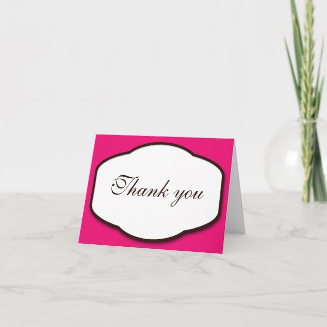 Fuchsia Brown & White Thank You Note Cards (Front)