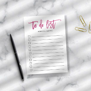 Fuchsia Brush Lettered Personalized To Do List Post-it Notes