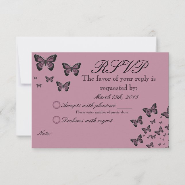 Fuchsia Butterflies RSVP Card (Front)