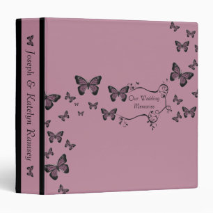Fuchsia Butterflies Wedding Memories Album Binder