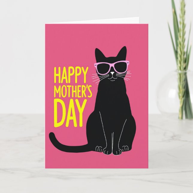 Fuchsia Cat Sunglasses Pattern Card (Front)