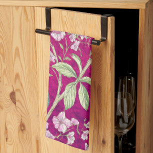 Fuchsia Chinoiserie peacock floral  Kitchen Towel