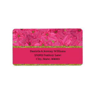 Fuchsia coloured poinsettias, custom label