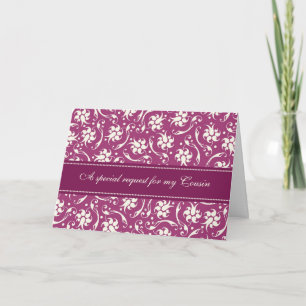 Fuchsia Cousin Matron of Honour Invitation Card