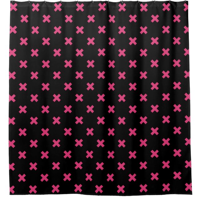 Fuchsia cross stitches on black (Front)