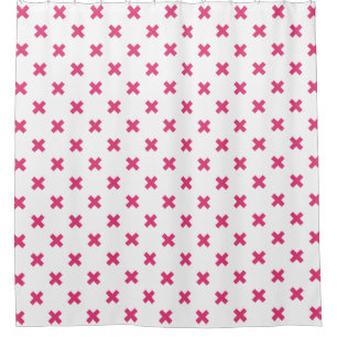 Fuchsia cross stitches on white