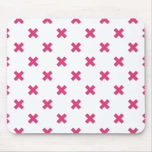 Fuchsia cross stitches on white mouse pad