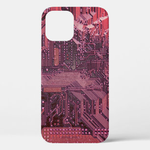 Fuchsia Cyber Circuit Board Tech Art Electronics iPhone 12 Case
