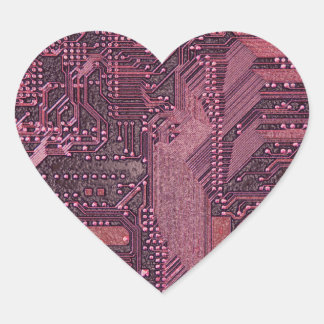 Fuchsia Cyber Circuit Board Tech Art Electronics Heart Sticker