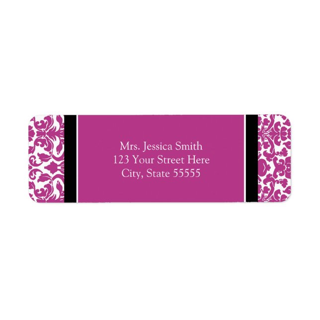 Fuchsia Damask Custom Return Address Labels (Front)