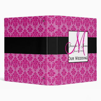 Fuchsia Damask Monogram Wedding Planning Binder
