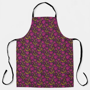 Fuchsia Dancing Watercolor Daisies Apron