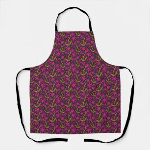 Fuchsia Dancing Watercolor Daisies Apron