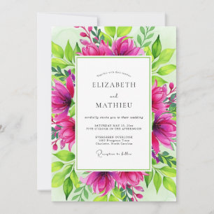Fuchsia Dazzling Botanical Wedding Invitation