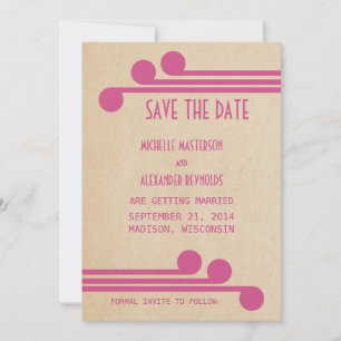 Fuchsia Deco Chic Save the Date Invite