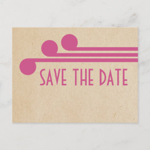 Fuchsia Deco Chic Save the Date Postcard