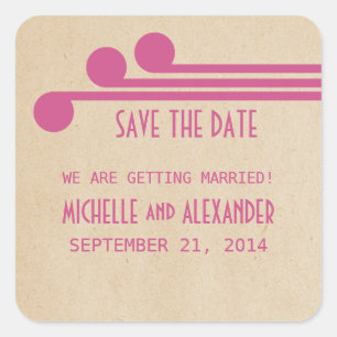 Fuchsia Deco Chic Save the Date Stickers