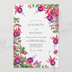 Fuchsia Draping Floral Wedding Invitation