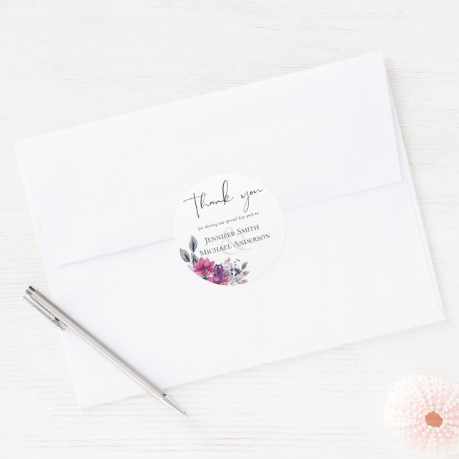 Fuchsia Dreams Thank You Stickers Wedding Floral (Envelope)