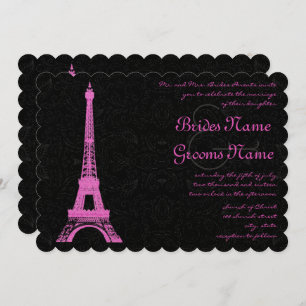 Fuchsia Eiffel Tower Wedding Invitation