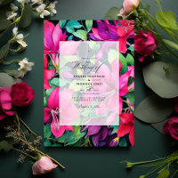 Fuchsia, Emerald Green and Black Floral Wedding